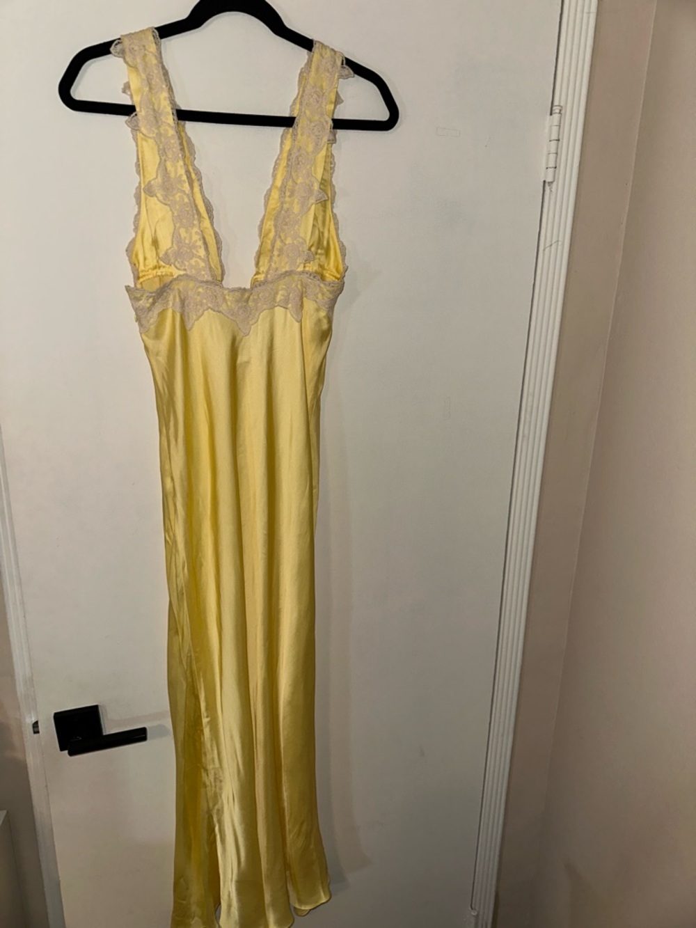 Rumored Yellow Satin Lace-Trim Slip Dress - Picture 9 of 11